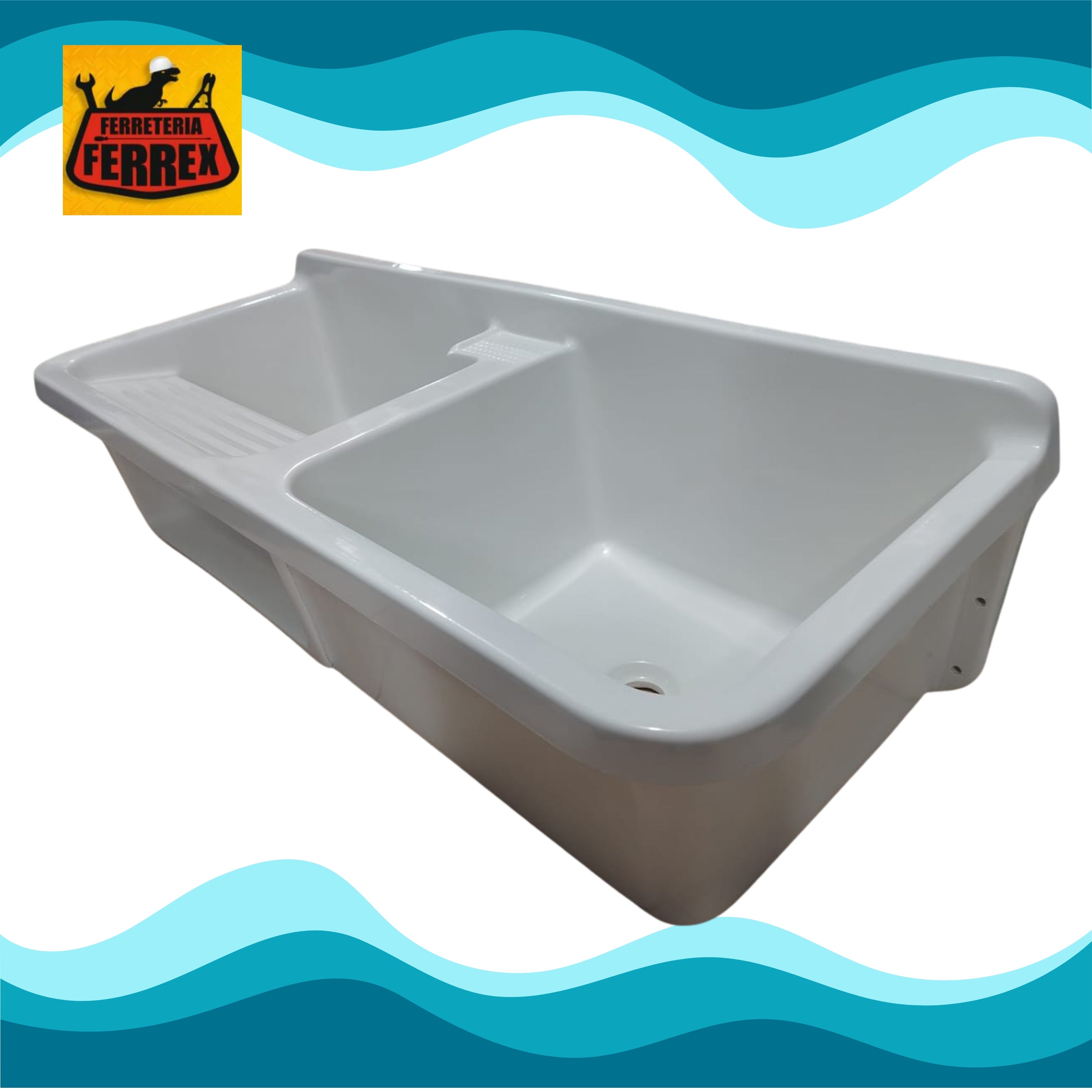 LAVADERO DE FIBRA DE VIDRIO 115 X 50 DE 2 POSAS